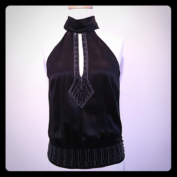 BCBGMaxAzria silk beaded sleeveless top - Picture 2 of 8